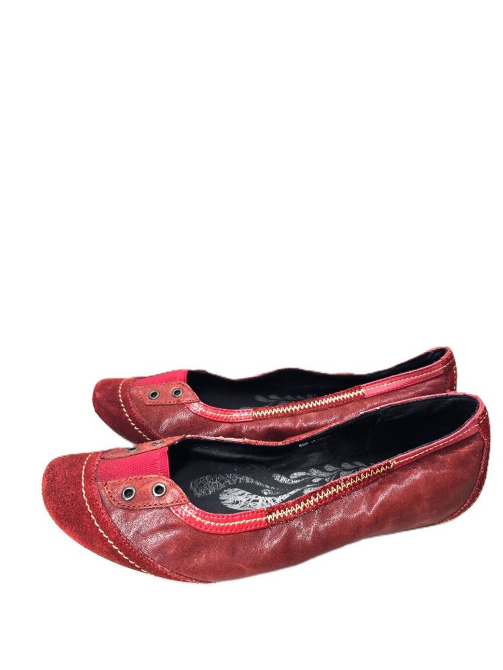 VTG Jump For the People Red Almond Leather & Suede Comfy Ballet Flats Women 9